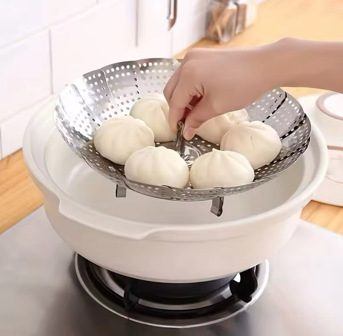 Multifunctional Stainless Cooking Steamer, Foldable Kitchen Steamer Plate, Anti-Scald Steamer Basket, Deep Fryer Pot Strainer Multifunctional Stainless Cooking Steamer, Foldable Kitchen Steamer Plate, Anti-Scald Steamer Basket, Deep Fryer Pot Strainer
